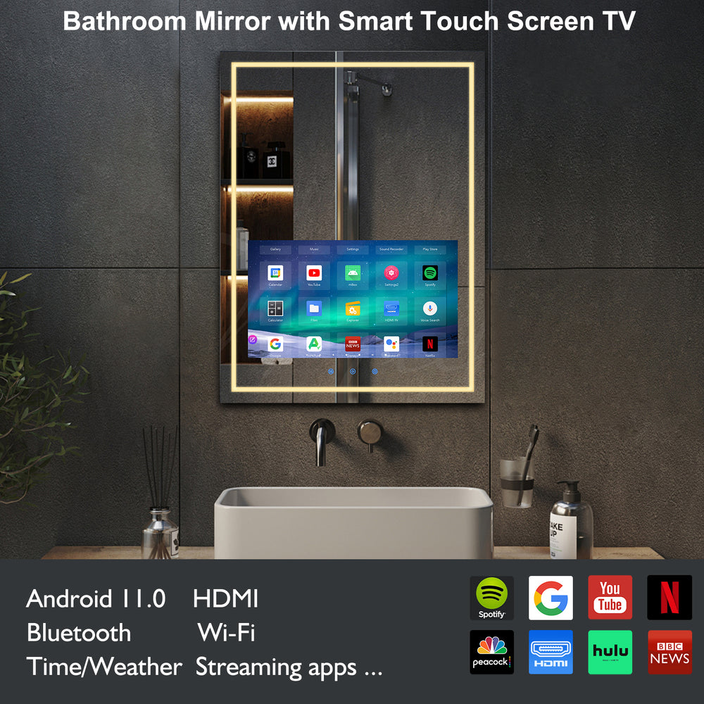 
                  
                    Haocrown 24x32 inch Bathroom Vanity Mirror with LED Lights Built-in 21.5" Full Touch Screen Smart TV-HG22REK
                  
                