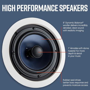 
                  
                    Haocrown 2-Way Premium in-Ceiling 8" Round Speakers, Set of 2 Perfect for Bath, Kitchen
                  
                