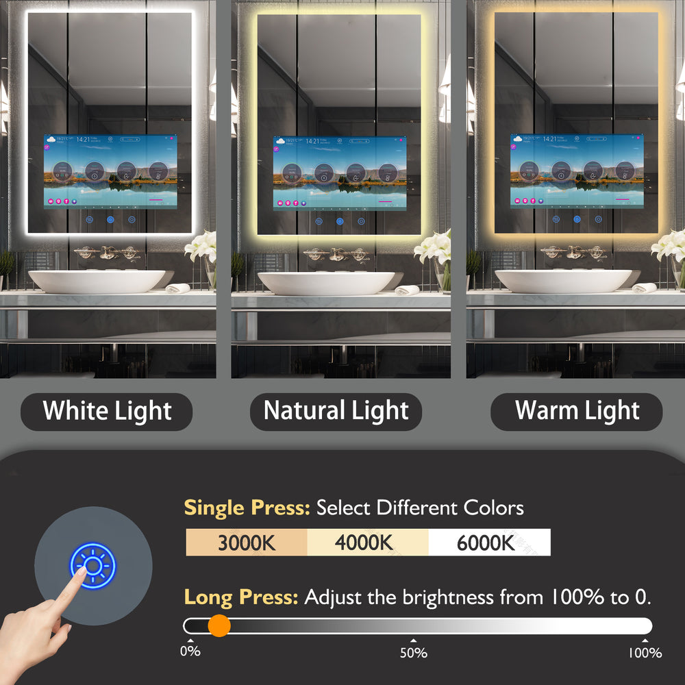 
                  
                    Haocrown 32x24 inch Smart Vanity Mirror  Built in 21.5 inch Touchscreen TV with  Side-illuminated LED Lights , Dimmable Switch 3 Colors and Demister Pad(2025 Model)
                  
                