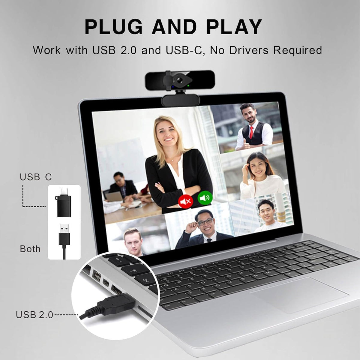 Haocrown 2K Ultra HD Webcam Computer Camera for TV /PC Monitor/Laptop ...