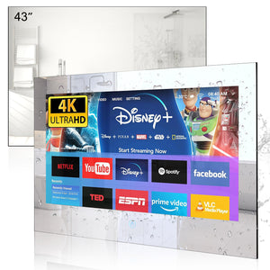 
                  
                    Haocrown 43 Inch Waterproof Smart Mirror TV for Bathroom, 4K Ultra HD, Android TV, Freeview Play, Prime Video, Netflix, Voice Control, HDMI x2, Bluetooth, Airplay (2024 New Mode)
                  
                