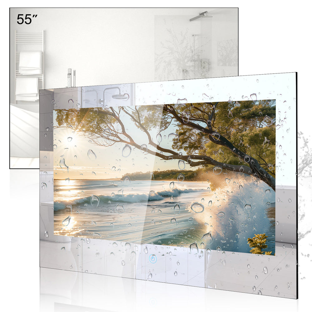 Haocrown 55 Inch Ultra HD Smart Mirror TV for Bathroom, IP66 Waterproof, Built-in Alexa & Wi-fi, DVB-T/T2/C/S/S2 (WebOS TV System)