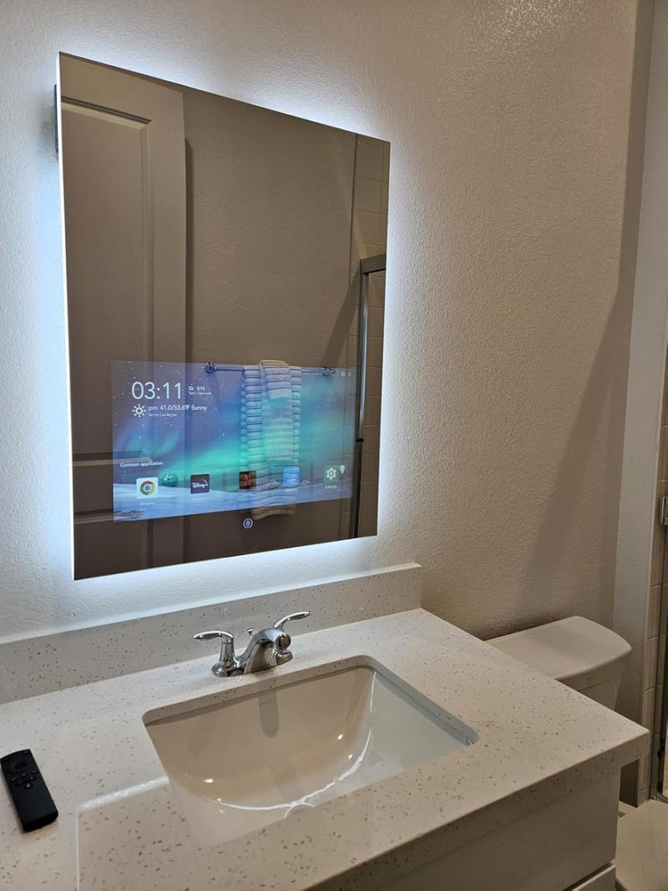 
                  
                    Haocrown 32x24 inch Smart Vanity Mirror  Built in 21.5 inch Touchscreen TV with  Side-illuminated LED Lights , Dimmable Switch 3 Colors and Demister Pad(2025 Model)
                  
                