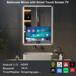 
                  
                    Haocrown 32x24 inch Smart Vanity Mirror  Built in 21.5 inch Touchscreen TV with  Side-illuminated LED Lights , Dimmable Switch 3 Colors and Demister Pad(2025 Model)
                  
                