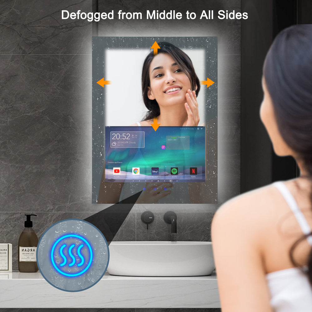 
                  
                    Haocrown 32x24 inch Smart Vanity Mirror  Built in 21.5 inch Touchscreen TV with  Side-illuminated LED Lights , Dimmable Switch 3 Colors and Demister Pad(2025 Model)
                  
                