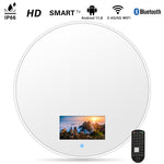 Haocrown 23.6" Circle Wall Mounted Mirror Built-in 10.6" Smart Bathroom TV with IP66 Waterproof Android 11.0 SystemTelevision Bluetooth -HG236BM