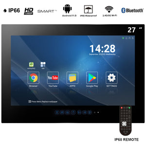 
                  
                    【2023 Latest Model】Haocrown 27" Smart Waterproof Bathroom TV (Remote Control, Black) - HG270BM-B
                  
                