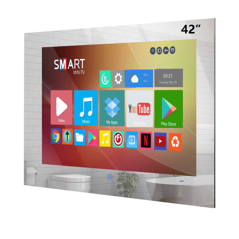Haocrown 27 Inch Bathroom TV IP66 Waterproof Touch Screen Smart Mirror TV,  Full HD 1080P Smart Android 11 Television with ATSC Tuner Updated 500 cd/㎡